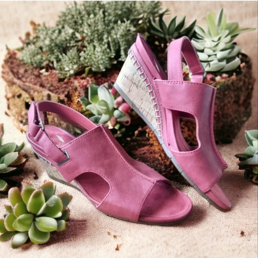 Aerosoles Heel Rest Shortcake Slingback Cork Wedge Sandals